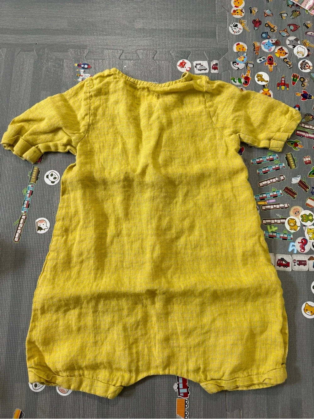 Dannie and lilou toddler yellow plaid short sleeves overalls
